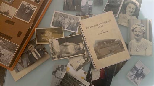 Some of Jack's photos with a copy of the book he wrote for his grandchildren