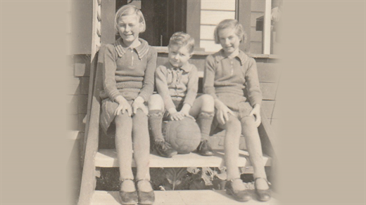 Jack with the cousins he lived with in Nelson